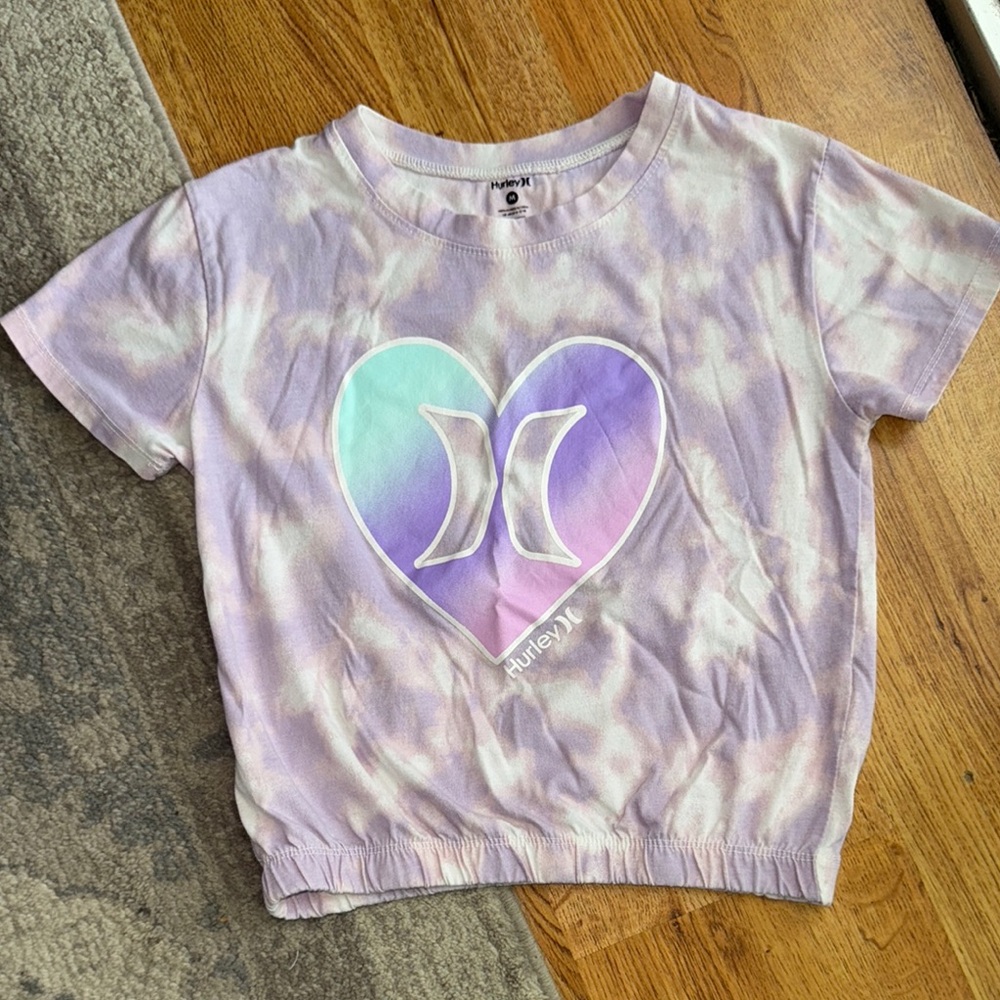 Hurley Purple and Green Tie-Dye Short Sleeve Tee